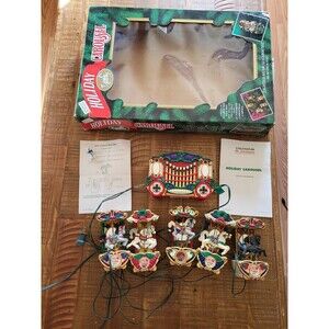 Used Vintage 1994 Mr Christmas Holiday Carousel 5 Horses 21 Carols Songs Working